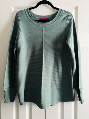 RED BRAND RIBBED KNIT CREWNECK PULL OVER TOP COTTAGECORE CAREER Sage Green M
